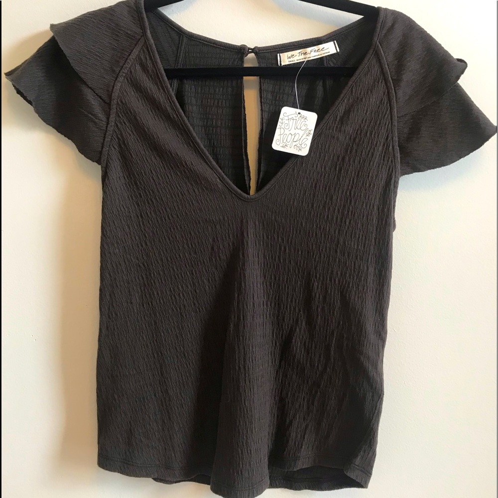 Free People Ruffle Sleeve Top
